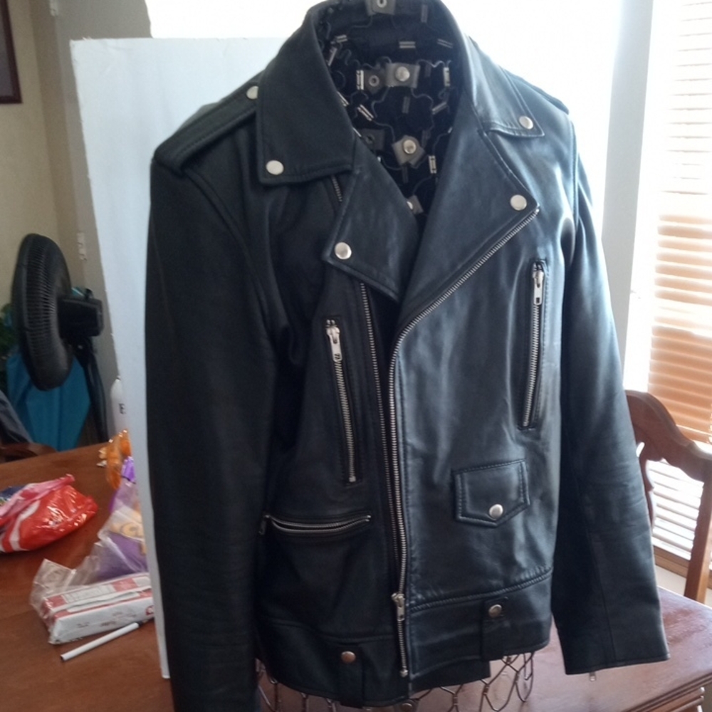 Black Lambskin Lightweight Leather Men's Moto Jacket